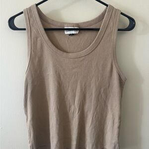 Tan Ribbed Sleeveless Top
